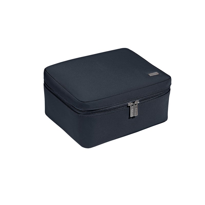 Away Cosmetics Bag Makeup Bag with Detachable Brush Roll Waterproof Clear Zip Pockets Travel Friendly Navy Blue